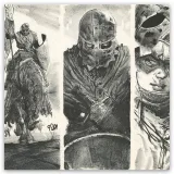 Lithographie "Chevalier sans le sou", Ronan Toulhoat, 2023. Format 63 x 90 cm.