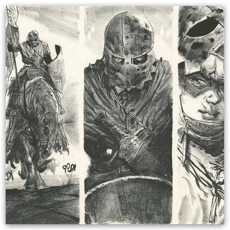 Lithographie "Chevalier sans le sou", Ronan Toulhoat, 2023. Format 63 x 90 cm.