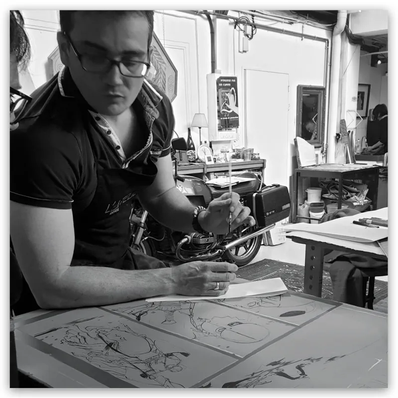 Lithographie "Chevalier sans le sou", Ronan Toulhoat, 2023. Format 63 x 90 cm.