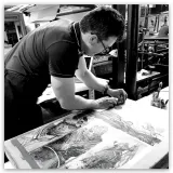 Lithographie "Chevalier sans le sou", Ronan Toulhoat, 2023. Format 63 x 90 cm.