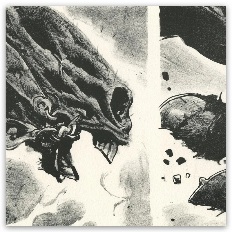 Lithographie "D'estoc & de taille", Ronan Toulhoat, 2023. Format 90 x 63 cm.