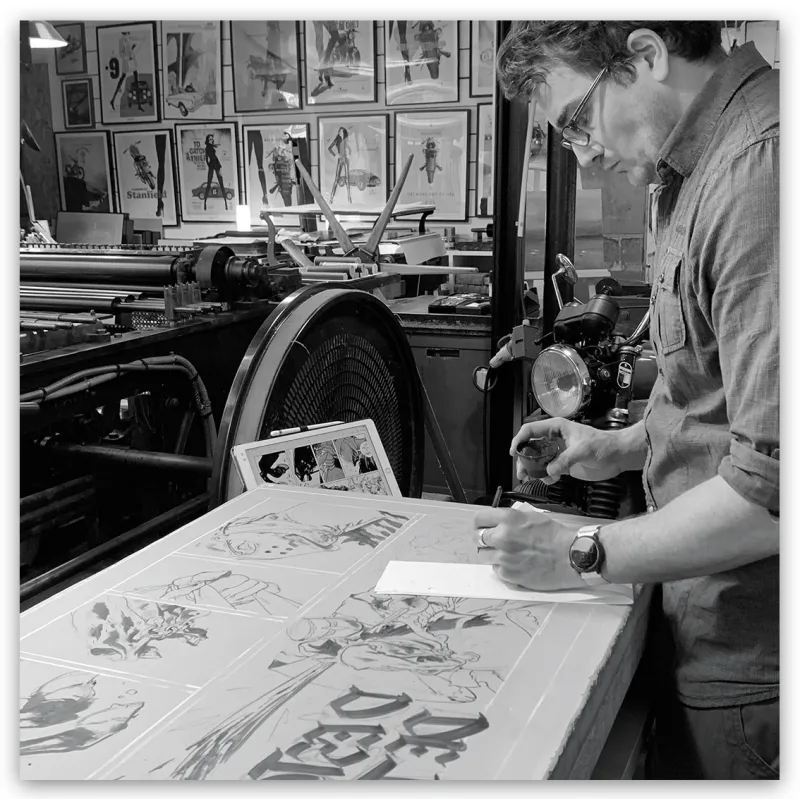 Lithographie "D'estoc & de taille", Ronan Toulhoat, 2023. Format 90 x 63 cm.