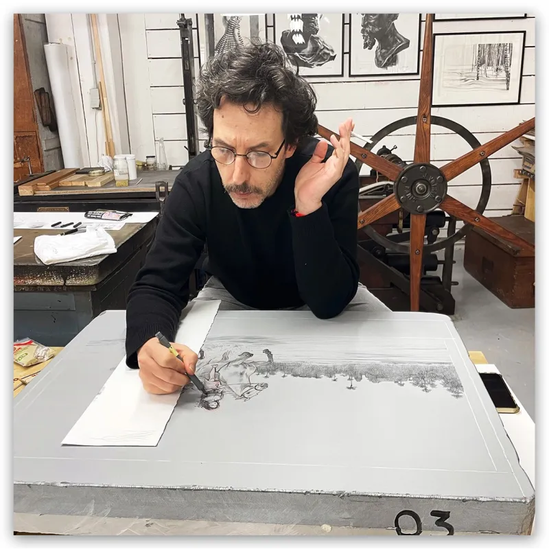 Luigi Critone "Le Scorpion", format 76x56 cm en deux couleurs, papier Arches 250 gr.