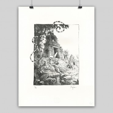 Lithographie, Vincent Mallié, La quête de l'oiseau du temps, Le Rige, 2024