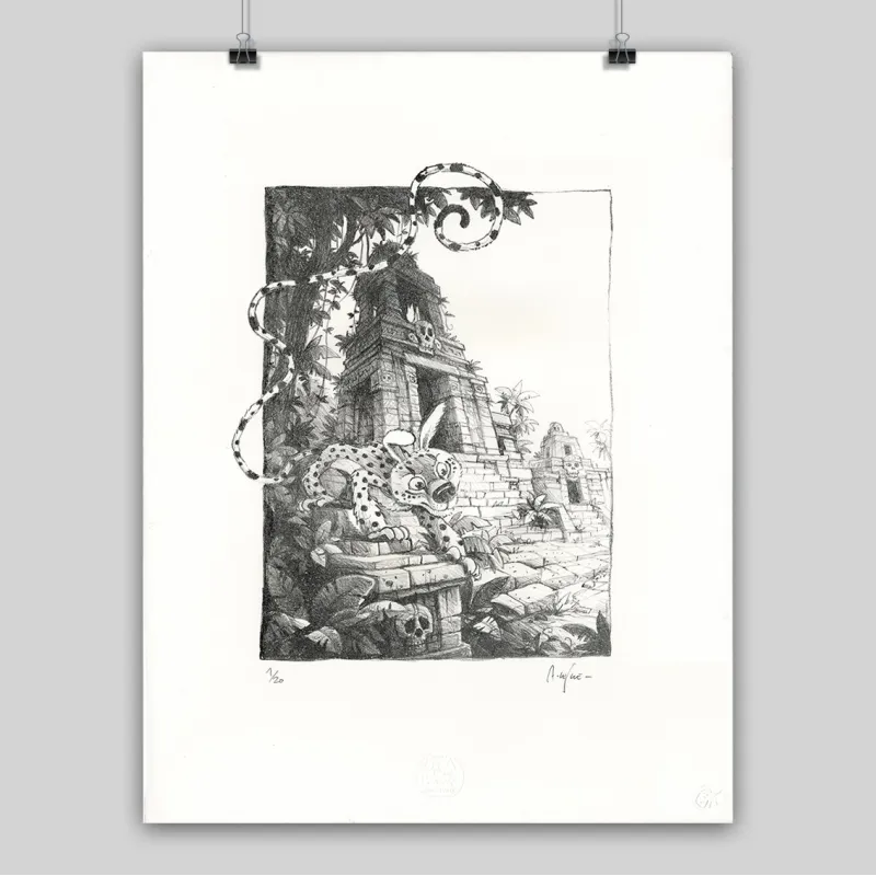Lithographie, Vincent Mallié, La quête de l'oiseau du temps, Le Rige, 2024