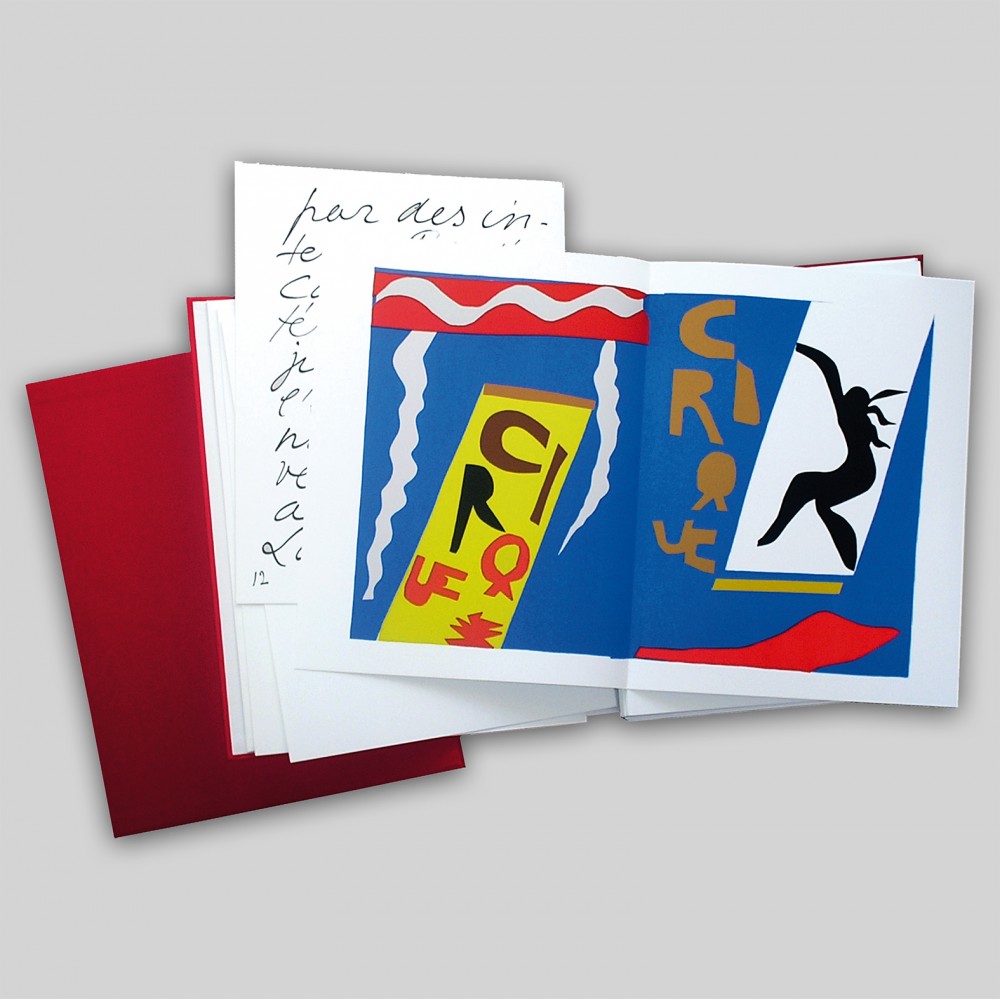 Jazz, Henri Matisse, 1947.
Présentation sous forme de feuillets de quatre pages, dans un coffret en toile rembordé.