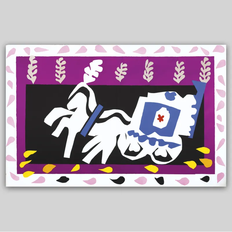 Jazz, Henri Matisse, 1947, L'enterrement de Pierrot.
Édition imprimée en lithographie couleur par couleur.