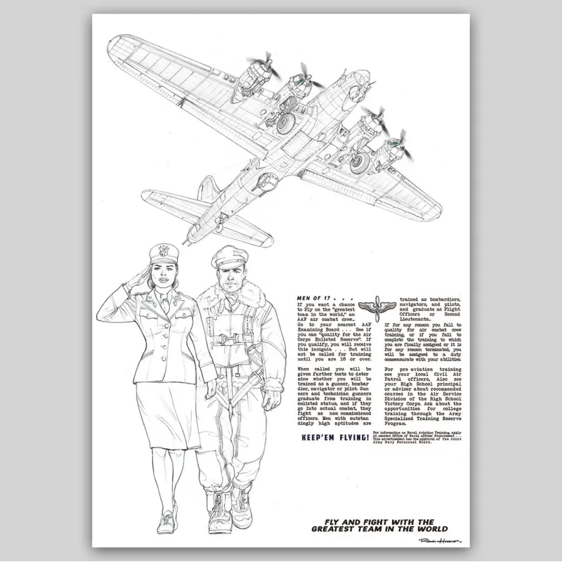 Romain Hugault, Silver Wings, 2026, le dessin avant la mise en couleurs.