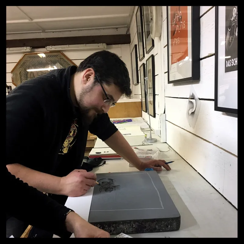 Lithographie d'Arnaud Poitevin et Philippe Gürel