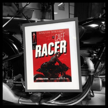 Lithographie de Vince* réalisée à l'occasion du Café Racer Festival