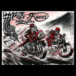 Lithographie de Gürel Philippe pour le Café Racer Festival