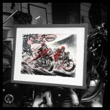 Lithographie de Gürel Philippe pour le Café Racer Festival