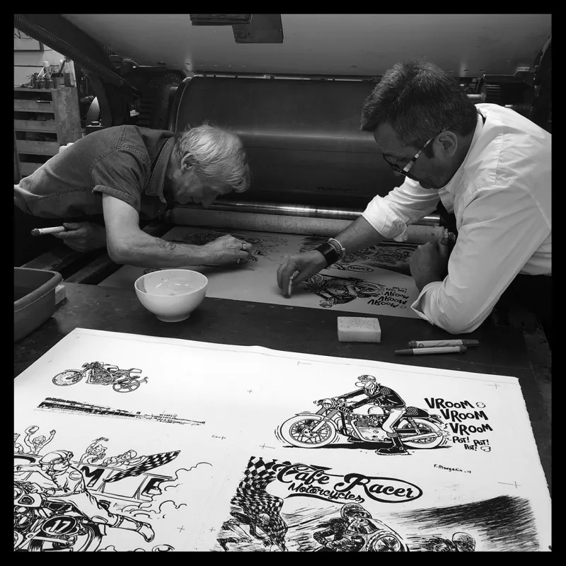 Lithographie de Gürel Philippe pour le Café Racer Festival