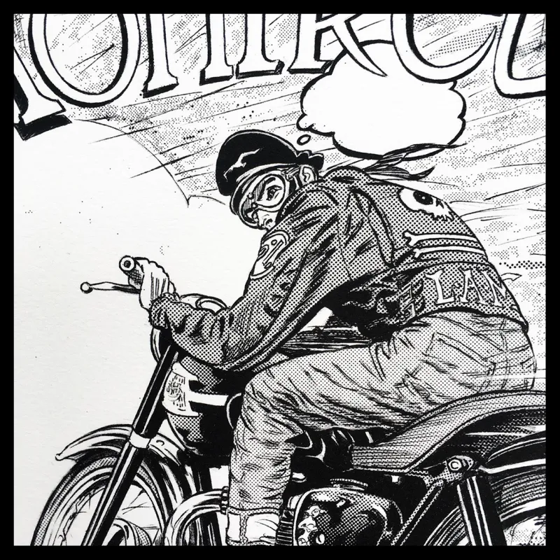 Lithographie de Denis Sire "Café Racer"