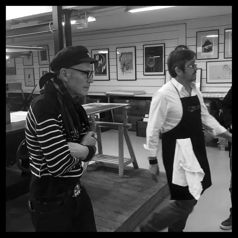Lithographie de Denis Sire "Café Racer"