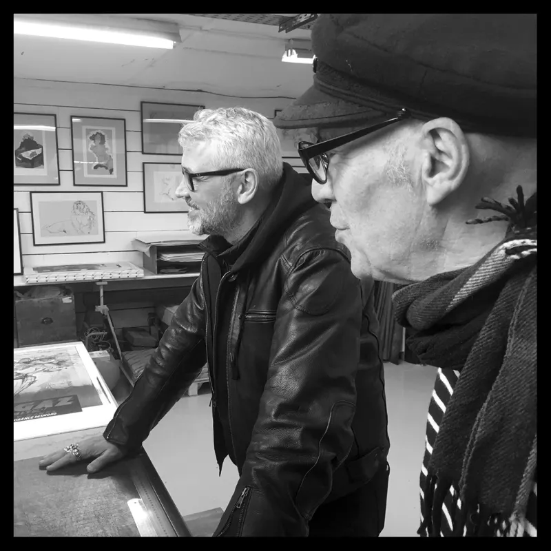 Lithographie de Denis Sire "Café Racer"