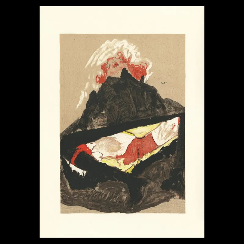 Egon Schiele, Red-Haired Girl with Spread Legs, Lithographie Schiele, Egon Schiele