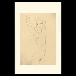 Egon Schiele, Nude Girl with Arms Raised, 1910, Lithographie Schiele, Egon Schiele