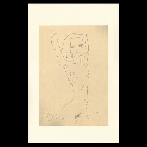 Egon Schiele, Nude Girl with Arms Raised, 1910, Lithographie Schiele, Egon Schiele