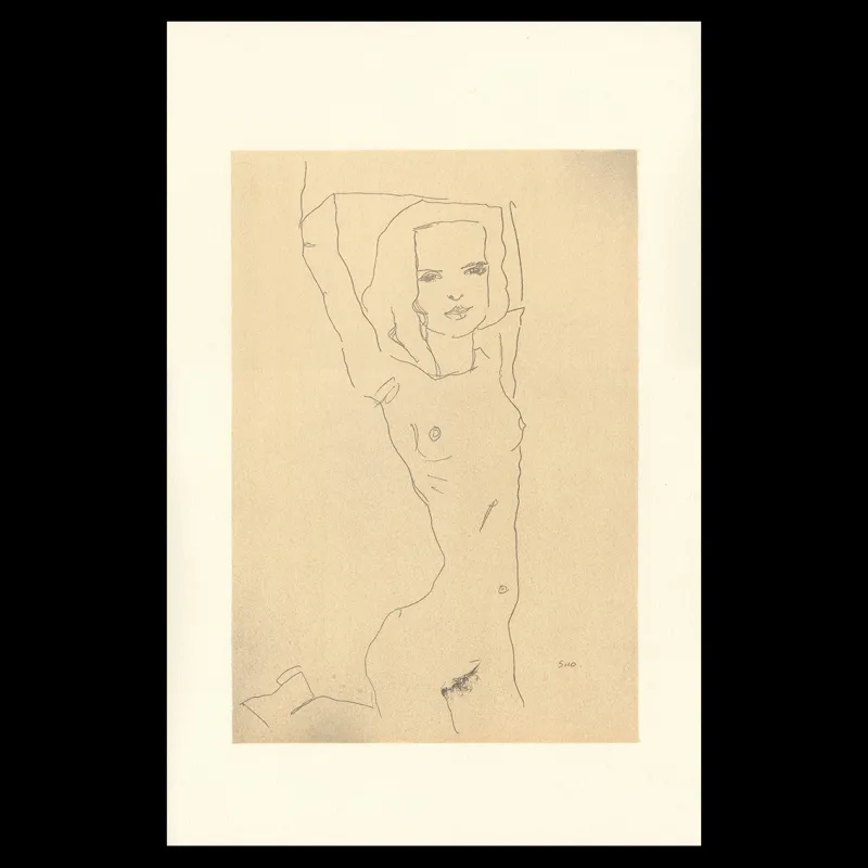 Egon Schiele, Nude Girl with Arms Raised, 1910, Lithographie Schiele, Egon Schiele