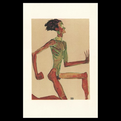 Egon Schiele, Kneeling Male Nude in Profile, Facing Right, 1910, Lithographie Schiele, Egon Schiele