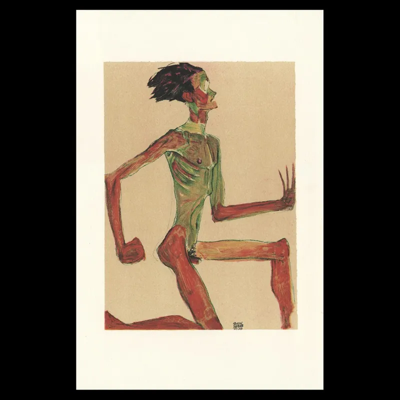 Egon Schiele, Kneeling Male Nude in Profile, Facing Right, 1910, Lithographie Schiele, Egon Schiele