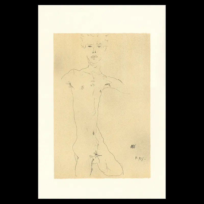 Egon Schiele, Standing Male Nude, 1912, Lithographie Schiele, Egon Schiele