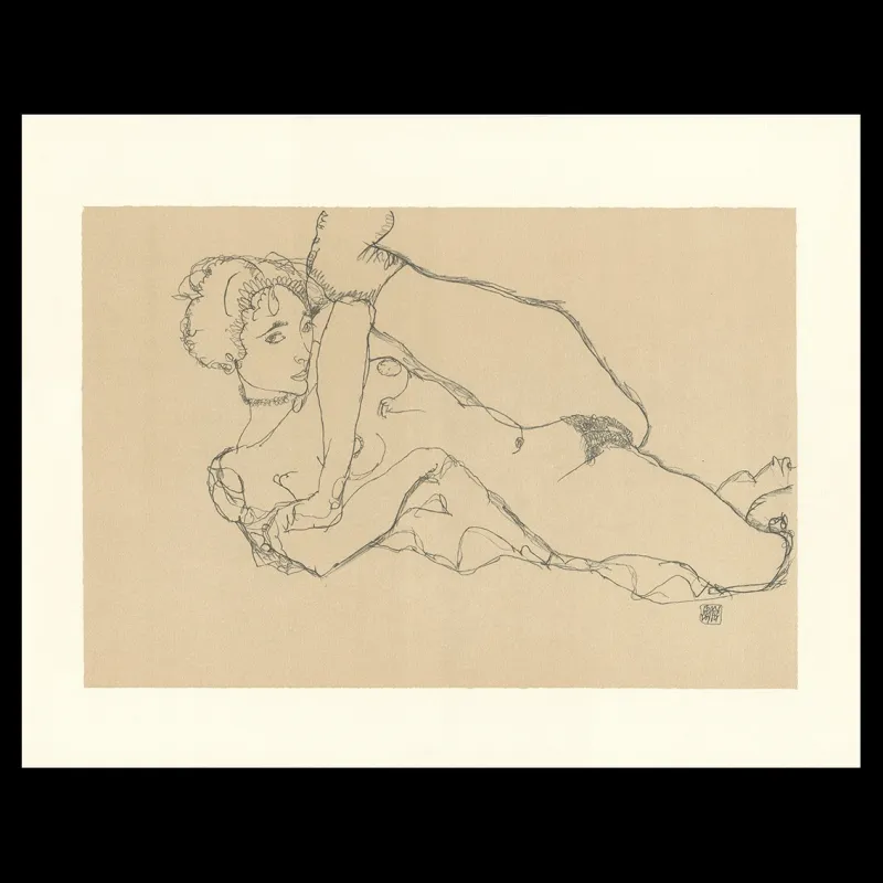 Egon Schiele, Recining Nude, Left Leg Raised, 1914, Lithographie Schiele