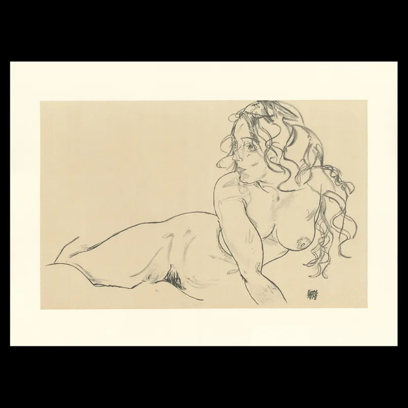Egon Schiele, Reclining Nude with Raised Torso, 1918, Lithographie Schiele