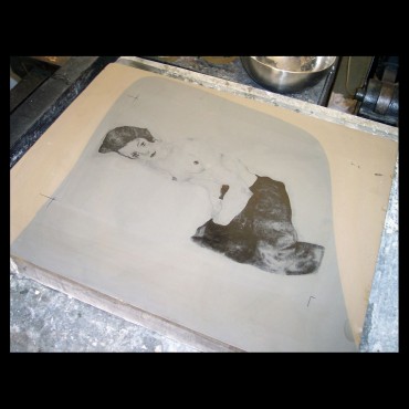 Egon Schiele, Crouching male nude (self portrait), 1918, Lithographie Schiele