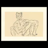Egon Schiele, Crouching male nude (self portrait), 1918, Lithographie Schiele